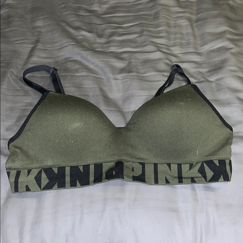 Pink T-shirt bra in olive green
